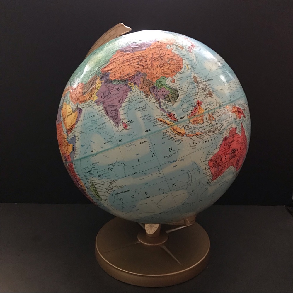Vintage 1980s Replogle World Nation Series 12” spinning globe